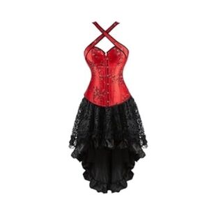Elegant Red and Black Women's Skirt Set